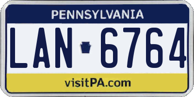 PA license plate LAN6764