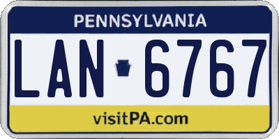 PA license plate LAN6767