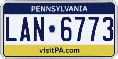PA license plate LAN6773