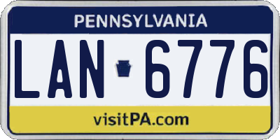 PA license plate LAN6776