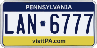 PA license plate LAN6777