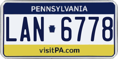 PA license plate LAN6778
