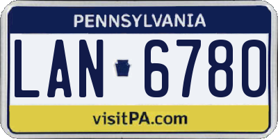 PA license plate LAN6780