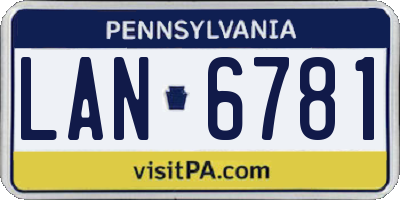 PA license plate LAN6781