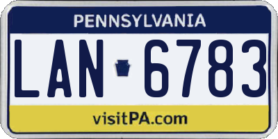PA license plate LAN6783