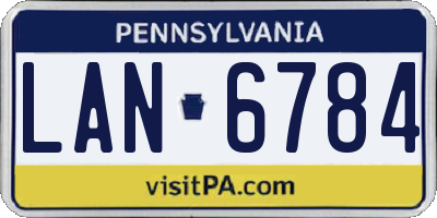 PA license plate LAN6784