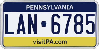 PA license plate LAN6785