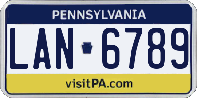 PA license plate LAN6789
