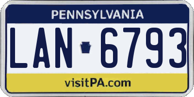 PA license plate LAN6793
