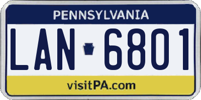 PA license plate LAN6801