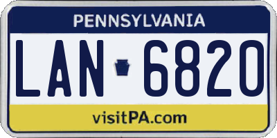 PA license plate LAN6820