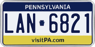 PA license plate LAN6821