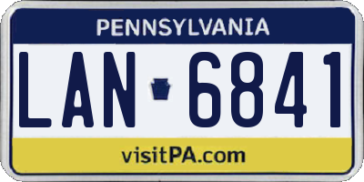 PA license plate LAN6841