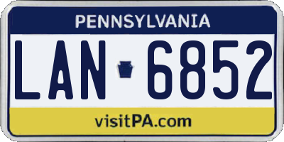 PA license plate LAN6852