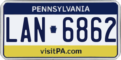 PA license plate LAN6862