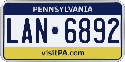 PA license plate LAN6892