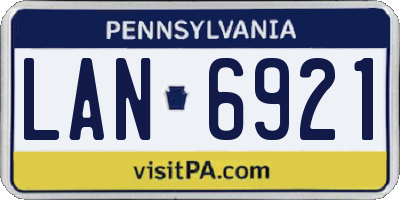 PA license plate LAN6921