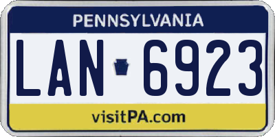 PA license plate LAN6923
