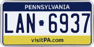 PA license plate LAN6937