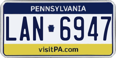 PA license plate LAN6947