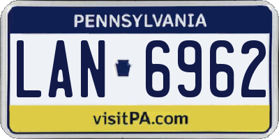 PA license plate LAN6962