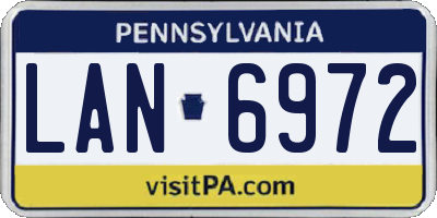 PA license plate LAN6972
