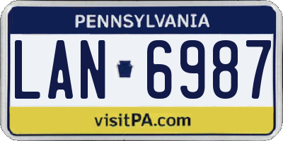 PA license plate LAN6987