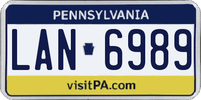 PA license plate LAN6989