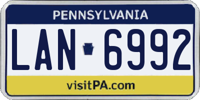 PA license plate LAN6992
