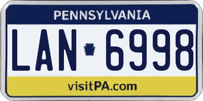 PA license plate LAN6998