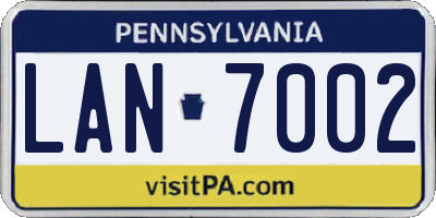 PA license plate LAN7002