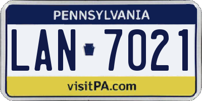 PA license plate LAN7021