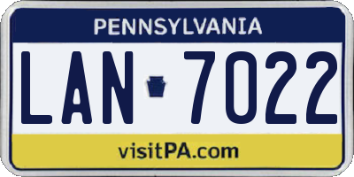 PA license plate LAN7022
