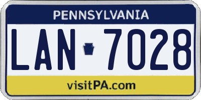 PA license plate LAN7028