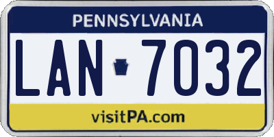 PA license plate LAN7032