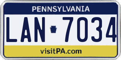 PA license plate LAN7034