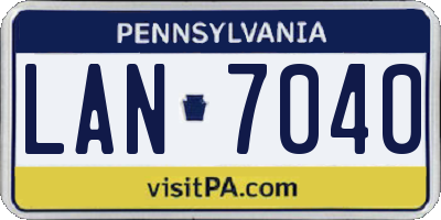 PA license plate LAN7040