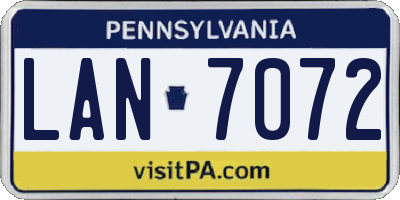PA license plate LAN7072