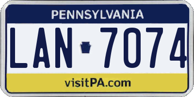 PA license plate LAN7074