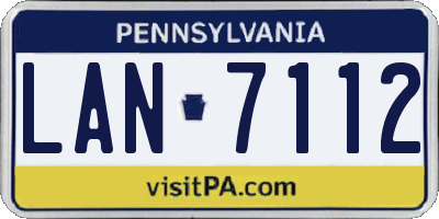 PA license plate LAN7112