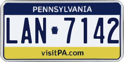 PA license plate LAN7142