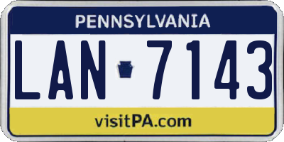 PA license plate LAN7143
