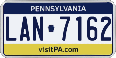 PA license plate LAN7162
