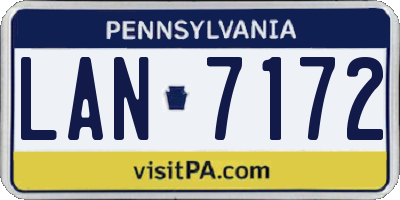 PA license plate LAN7172