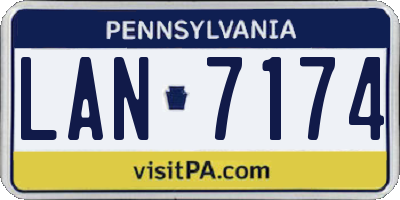 PA license plate LAN7174