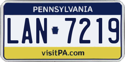 PA license plate LAN7219