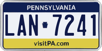 PA license plate LAN7241
