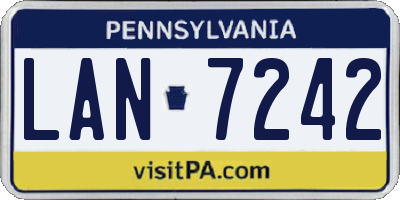 PA license plate LAN7242