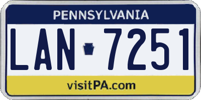 PA license plate LAN7251