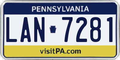 PA license plate LAN7281